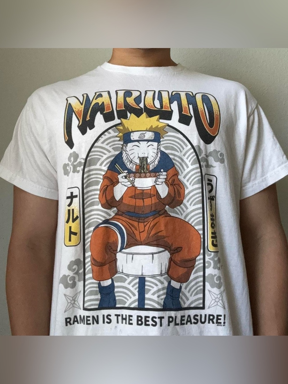 Naruto "Ramen is the best!" Anime Graphics White Tee Shirt